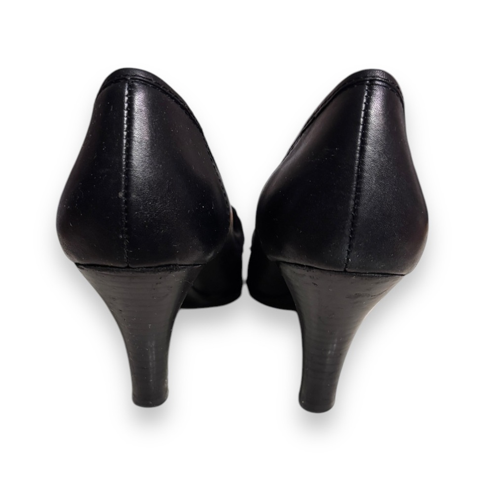 ETIENNE AIGNER Black Leather Loafer Heels - Picture 3 of 8